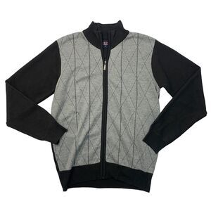 Cambridge Classics Jacket Mens M Medium Gray/Black Argyle Plaid Full Zip Active